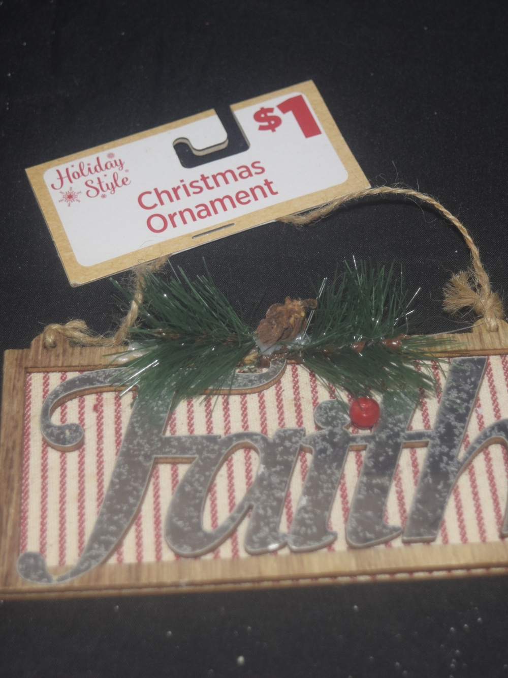 'Faith' Hanging Ornament - Cream, Red, Green